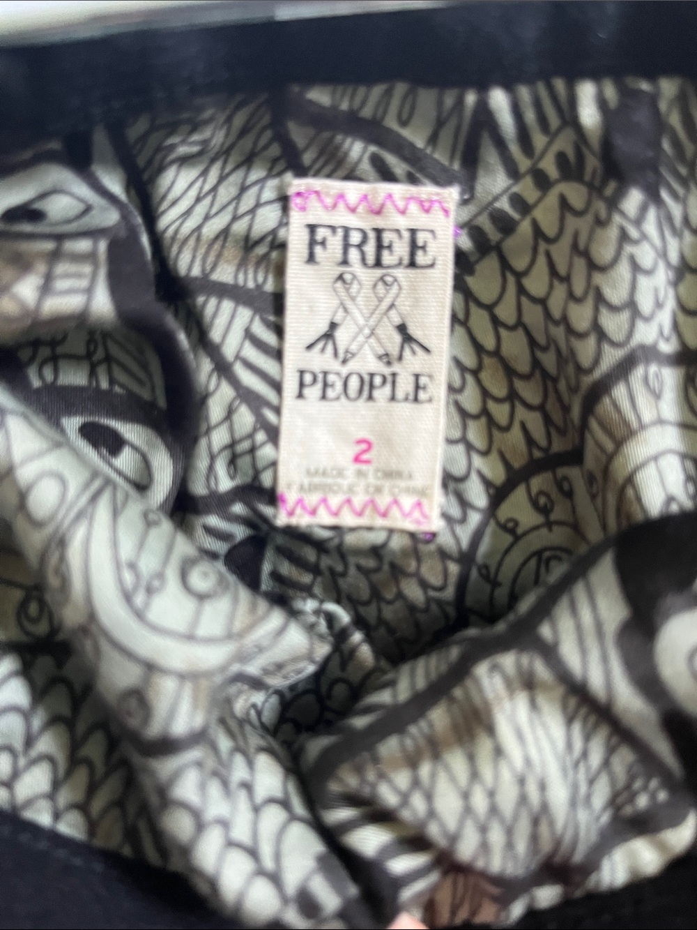 Free people vintage beaded boho printed mini skirt fairy jagged hem green black - Picture 5 of 9